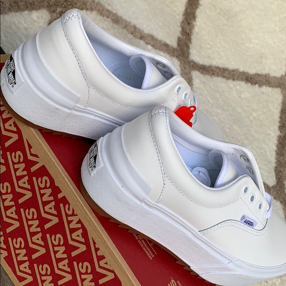 •VANS ERA STACKED LEATHER TRUE WHITE PLATFORMS - Picture 11 of 16